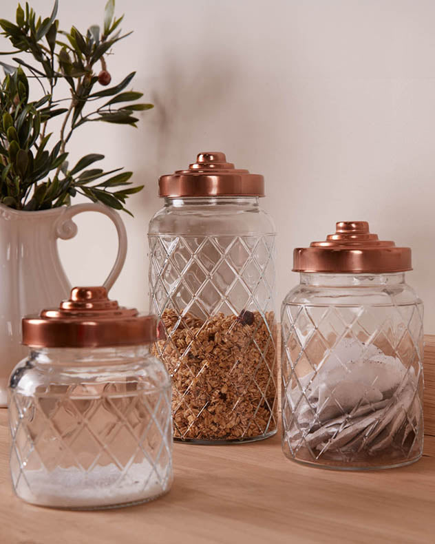 Glass Copper Storage Jars