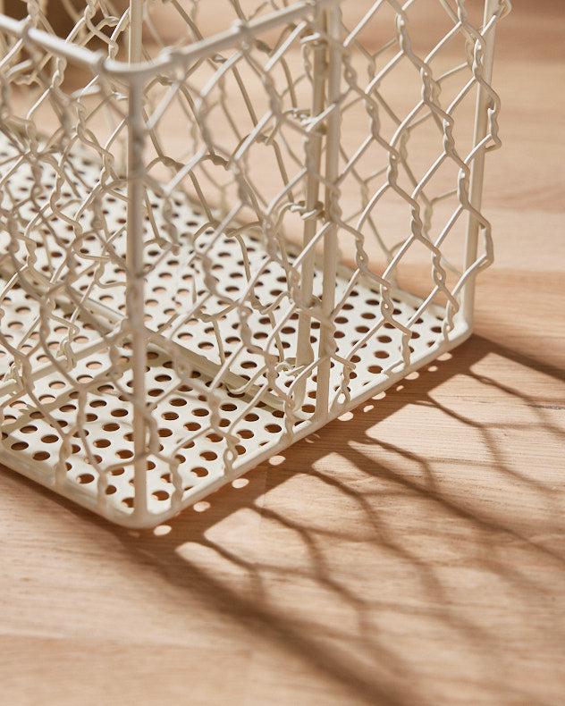 Cream Chicken Wire Cutlery Caddy