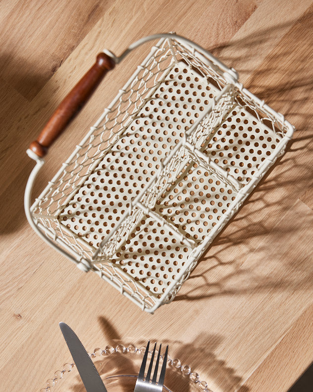 Cream Chicken Wire Cutlery Caddy