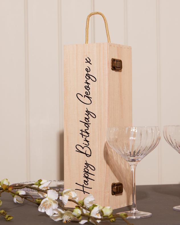 Personalised Wooden Bottle Gift Box