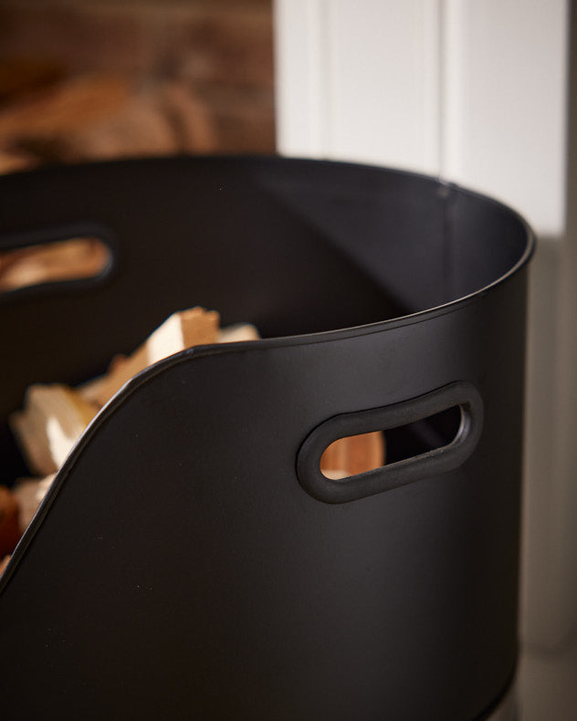 Chrome Band Kindling Bucket top view