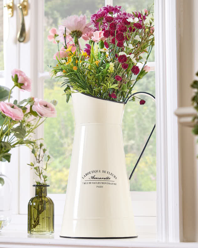 Vintage Style Cream Pitcher Jug Flower Vase