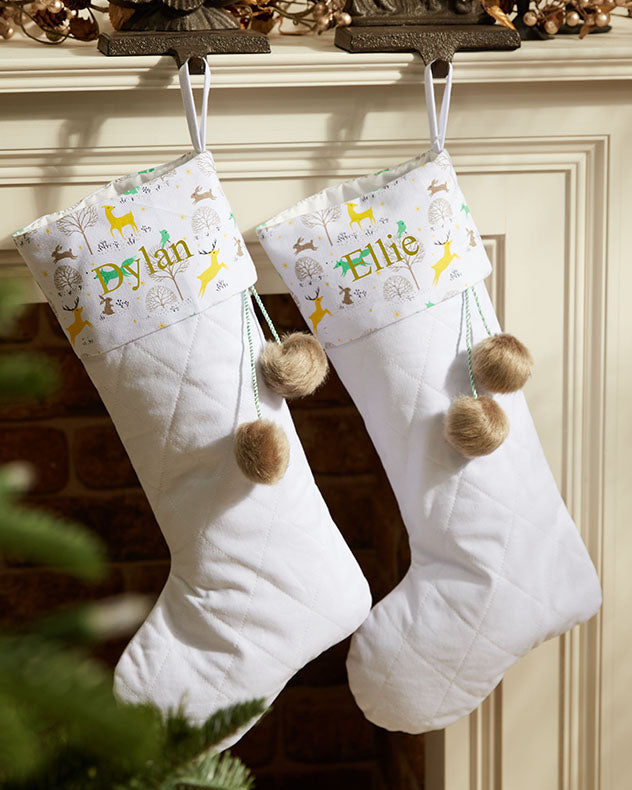 White Woodland Personalised Christmas Stocking