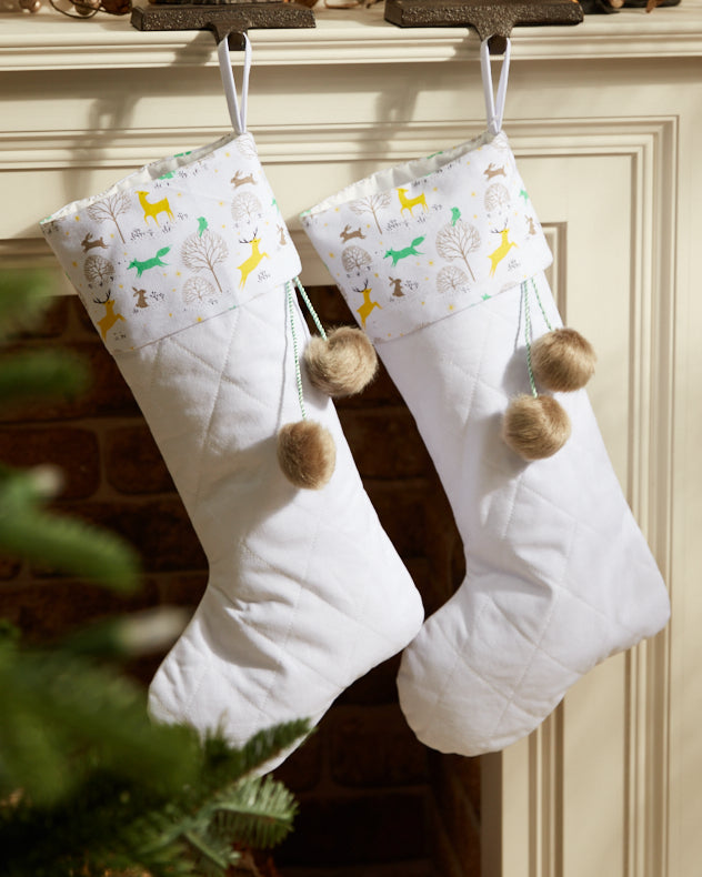 White Woodland Christmas Stocking