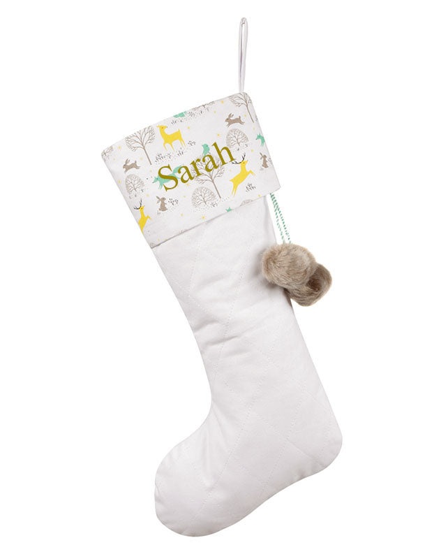 White Woodland Personalised Christmas Stocking