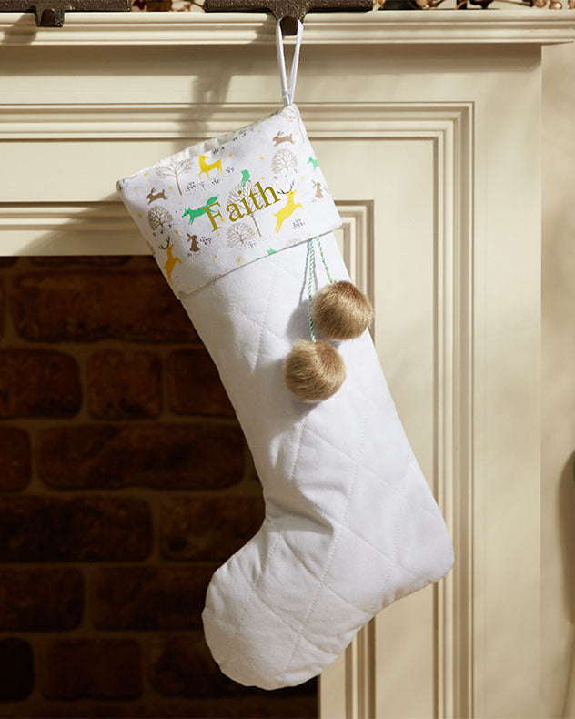 White Woodland Personalised Christmas Stocking