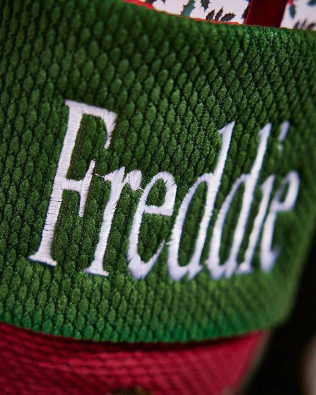 Green personalised stocking with name