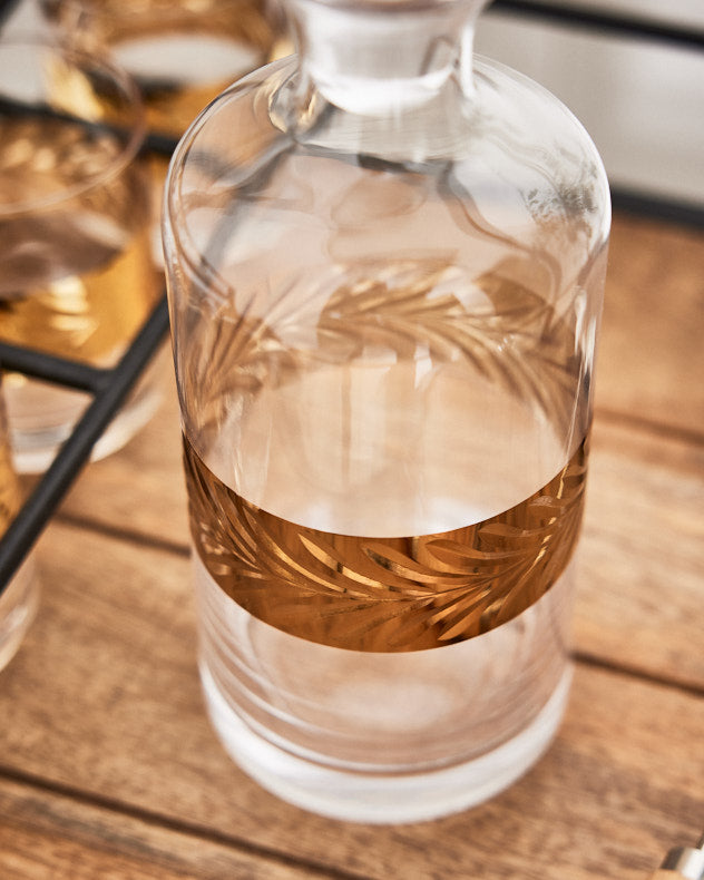 Art Deco Gold Band Decanter & Tumblers