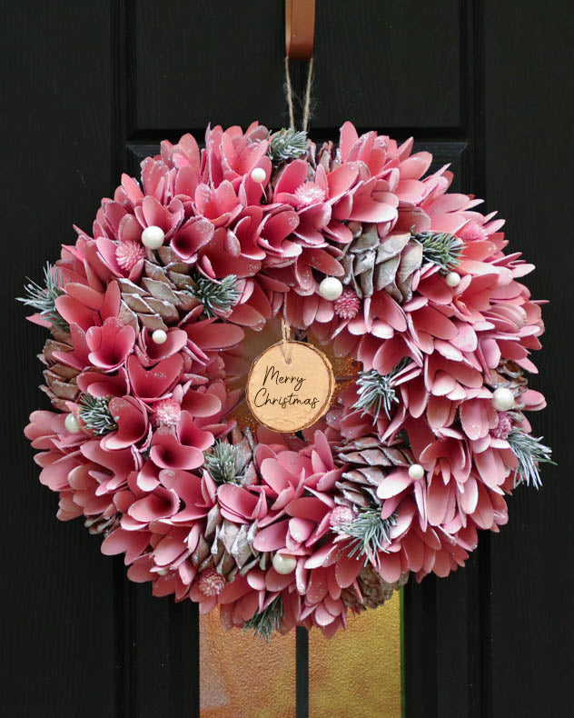 Personalised Rose Pink Wreath 35cm