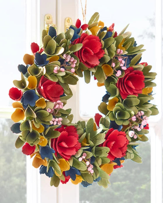 Hanging floral door wreath