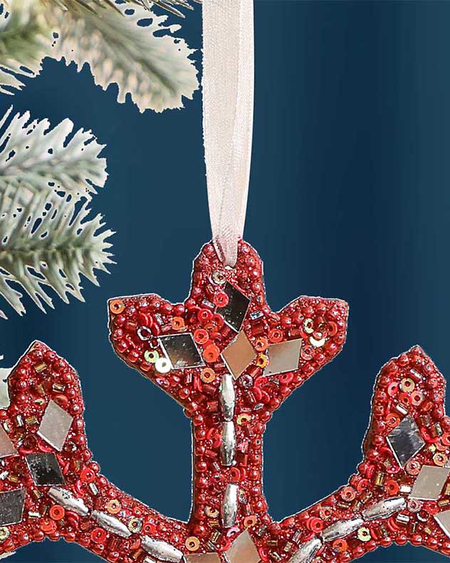 Set of 6 Red Snowflake Ornaments