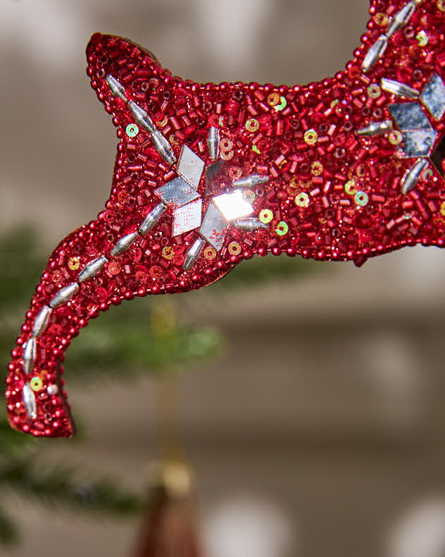 6er-Set roter Christbaumschmuck