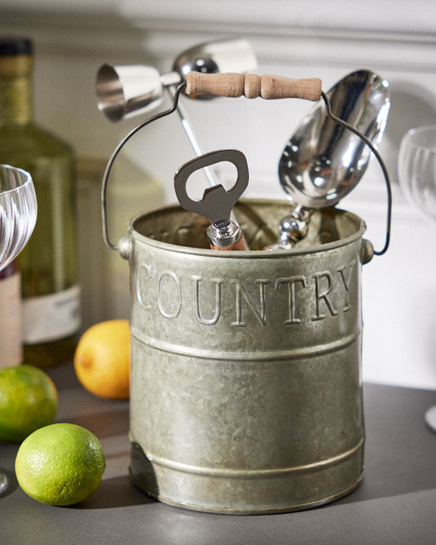 Aged Zinc Country Style Utensils Holder