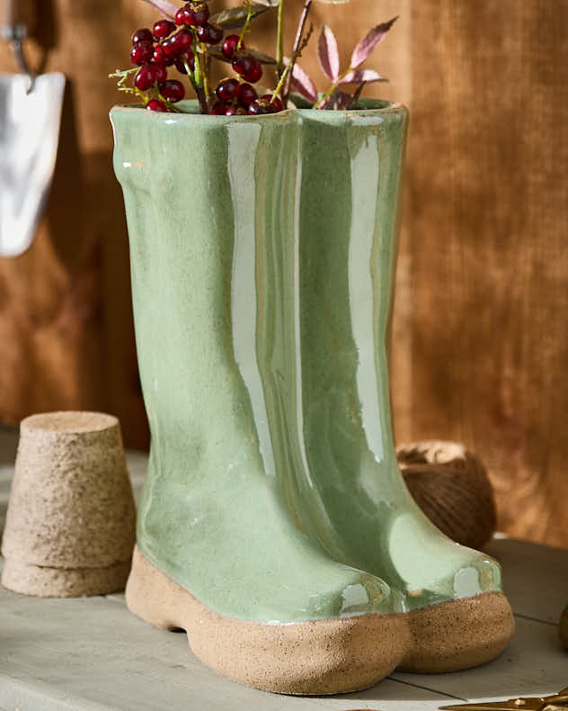 Sage Green Welly Tops Large Green Welly Boot Planter – Dibor