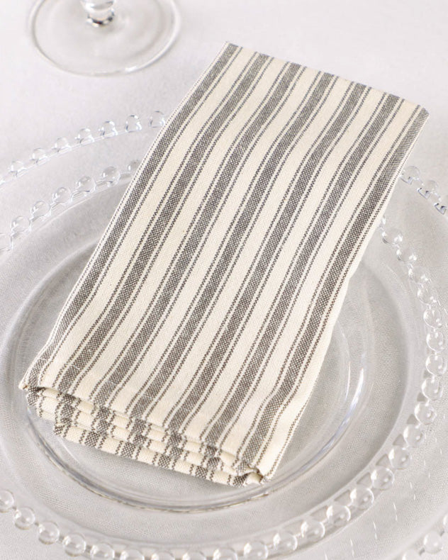 Set of 4 Grey Stripe Fabric Napkins