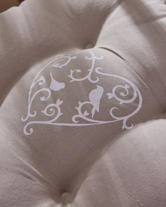 Set of 2 Grey Love Birds Seat Pads