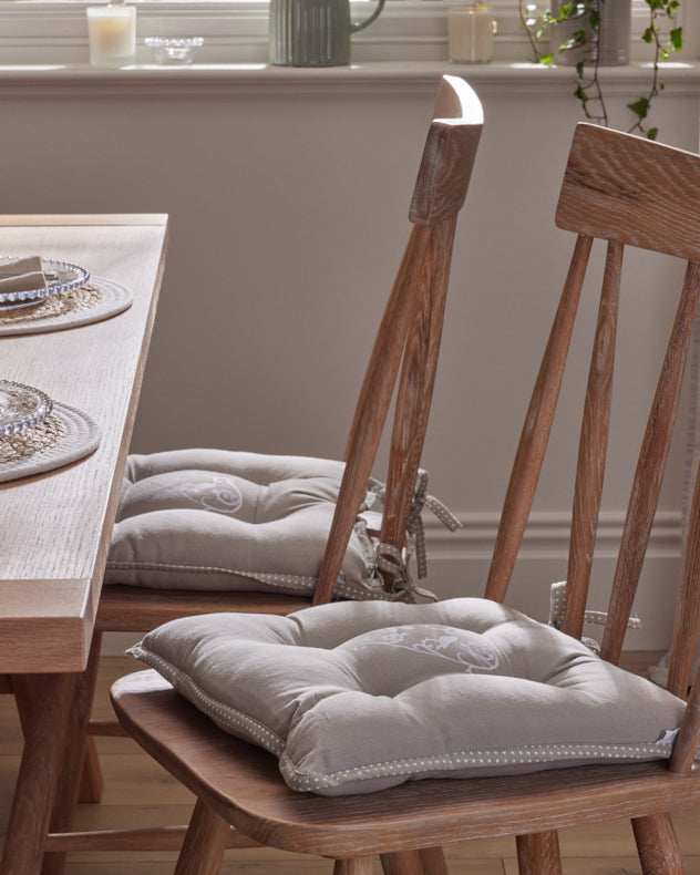 Set of 2 Grey Love Birds Seat Pads