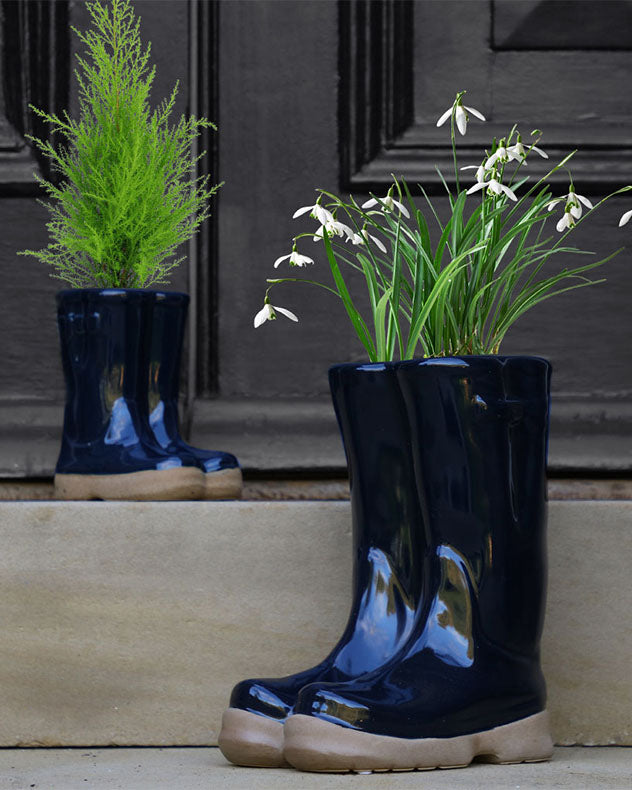 Little and Large Midnight Blue Welly Boots Planter Set