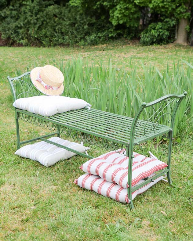 backless metal outdoor bench