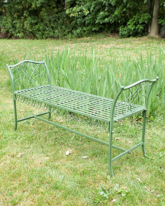 Vintage Green Scrolled Garden Bench