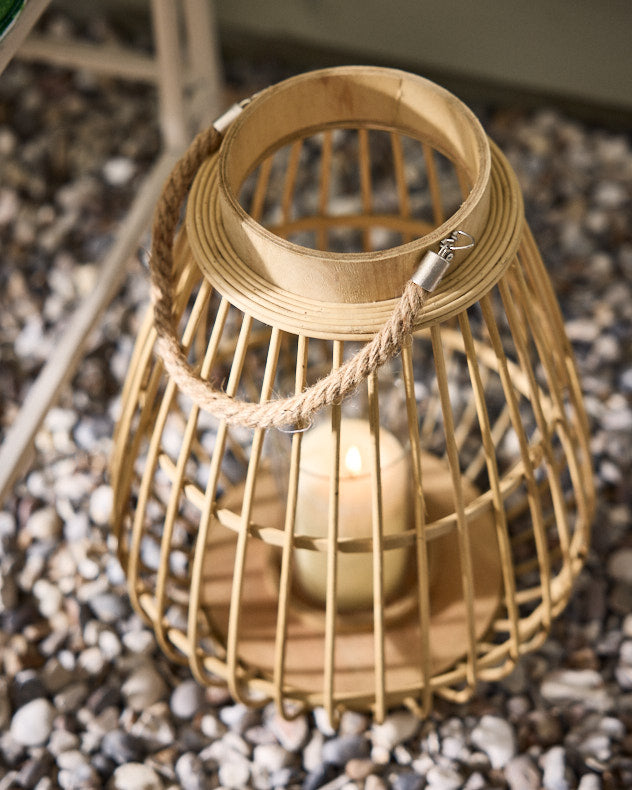 Oval Bamboo Candle Lantern