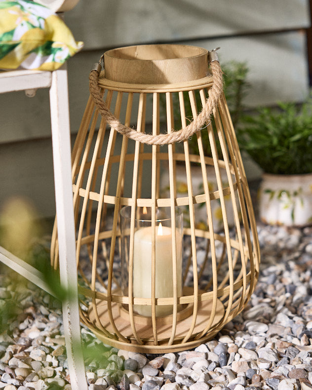 Oval Bamboo Candle Lantern