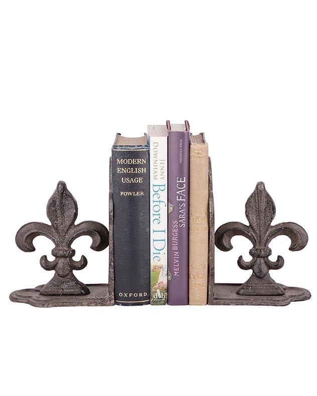 Fleur de Lys Cast Iron Bookends