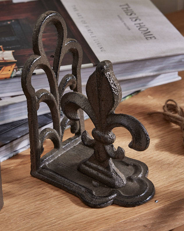 Fleur de Lys Cast Iron Bookends