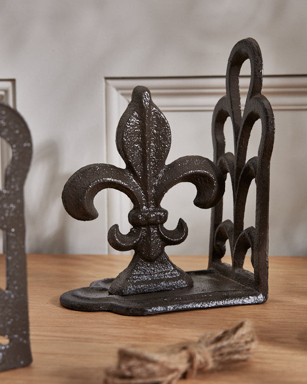 Fleur de Lys Cast Iron Bookends