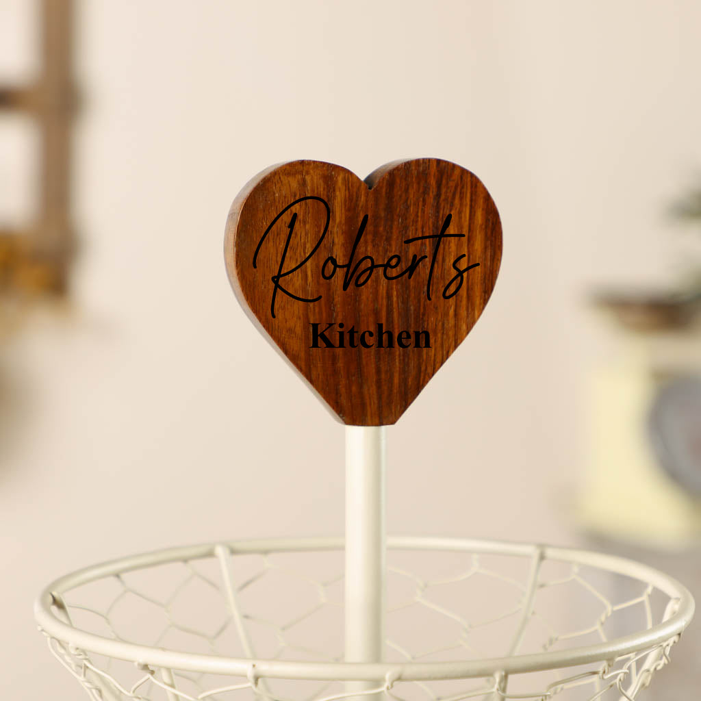 Personalised Country Cream Vegetable Rack with Wooden Heart Handle