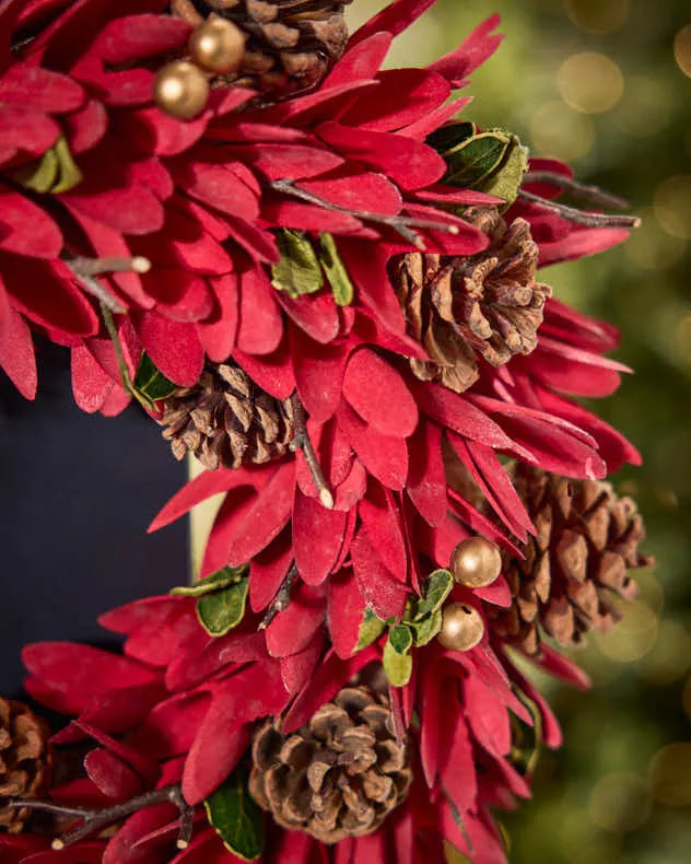 Festive Firecracker Red Wreath closeup