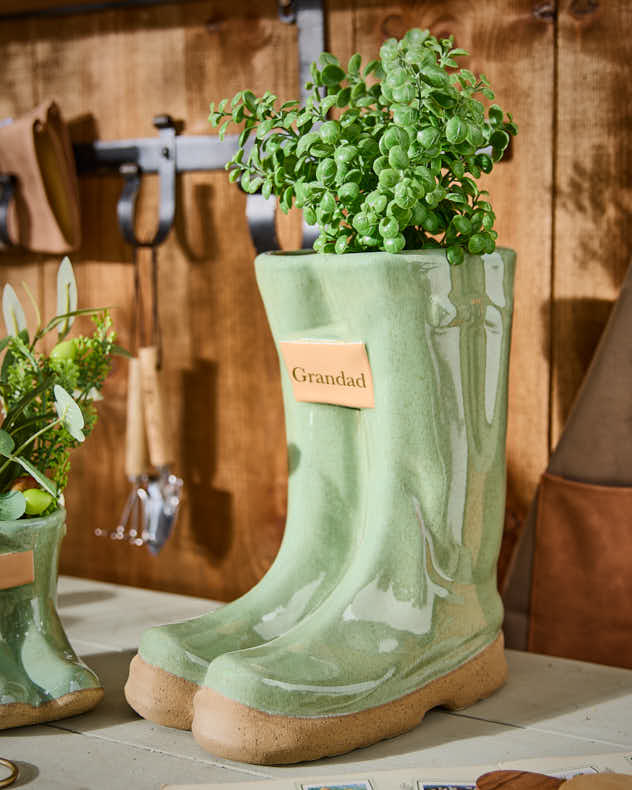Personalised Large Green Welly Planter – Dibor - Main Image