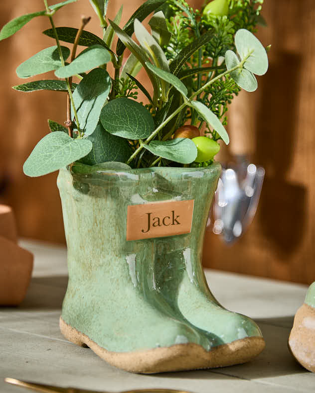 Personalised Small Green Welly Planter