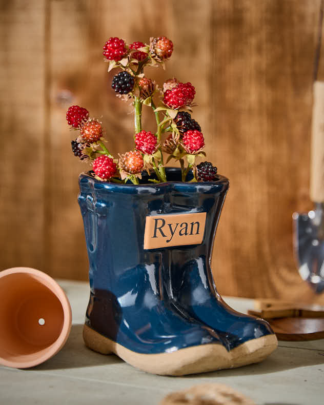 Personalised Small Blue Welly Planter