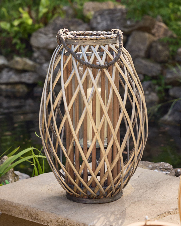 Tall Willow Wicker Candle Lantern