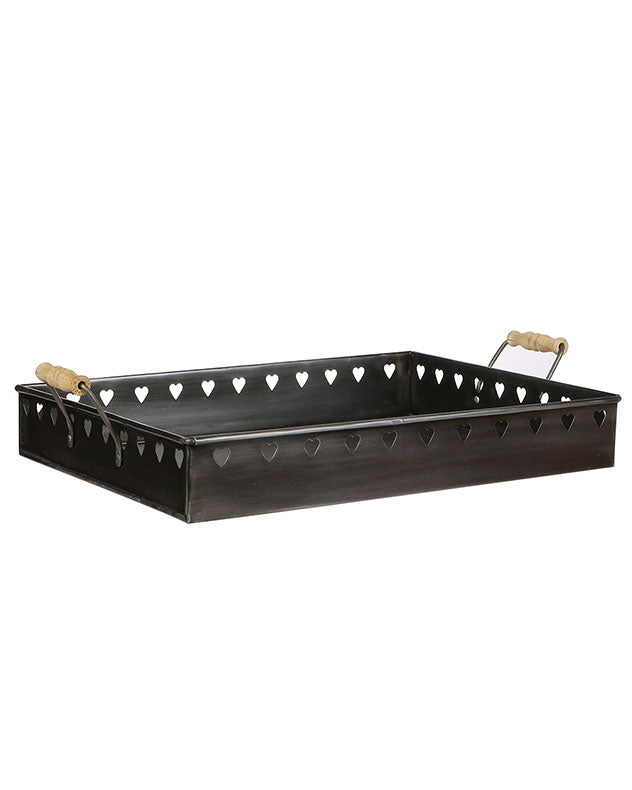 Heart Style Metal Serving Tray With Handles