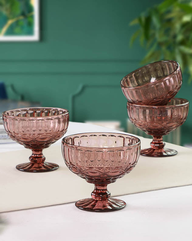 Set of Aurielle Pink Glass Dessert Bowl