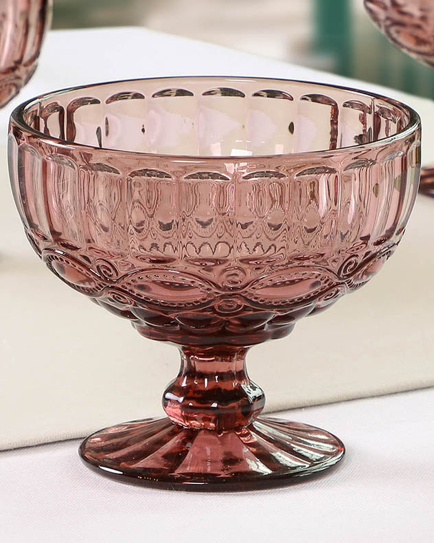 Aurielle Pink Glass Dessert Bowl closeup