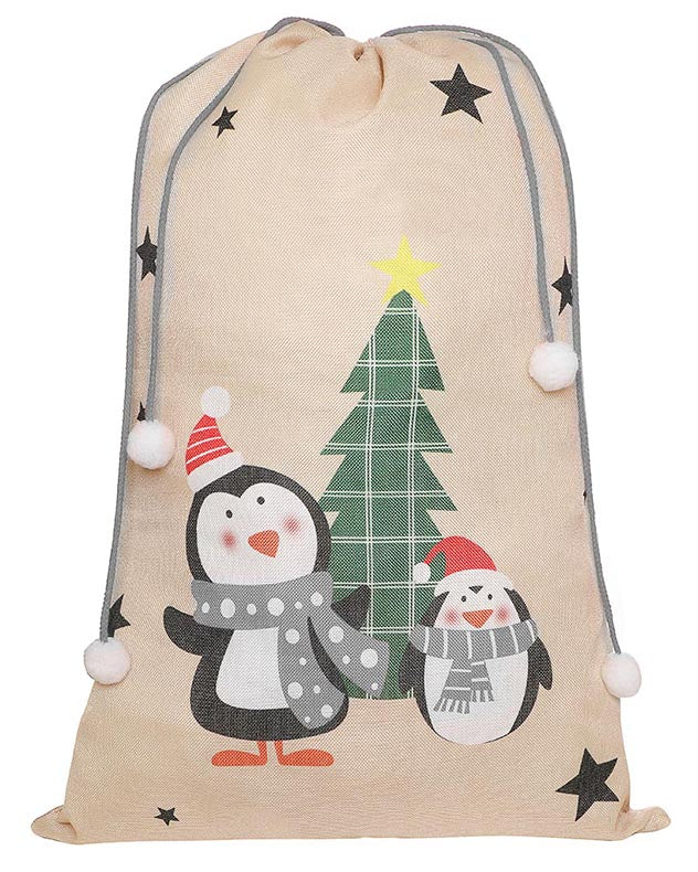Personalisierter riesiger Weihnachtssack mit Pinguin-Motiv