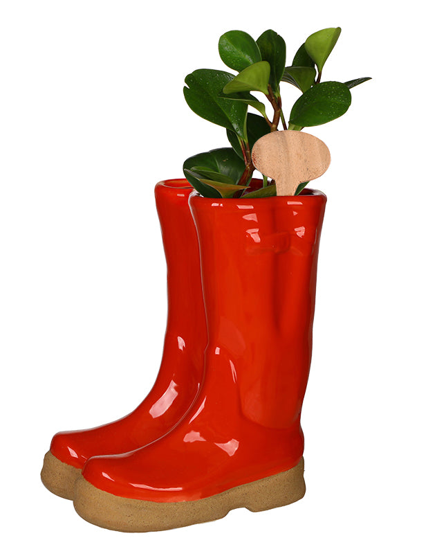 Large Red Wellington Boots Planter with Personalised Marker