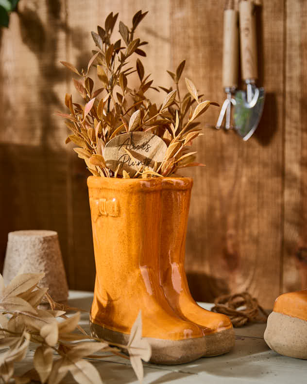 Welly Boot Ceramic Planter with Personalised Marker