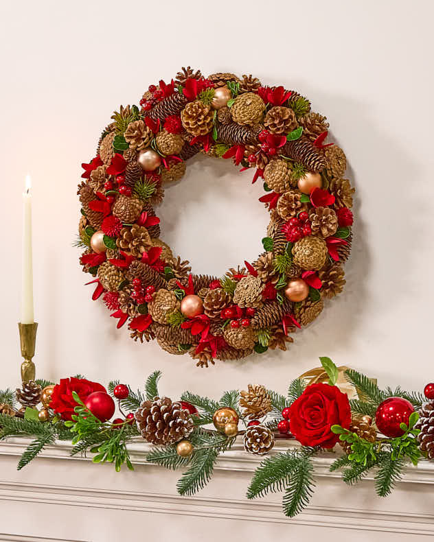 Couronne et guirlande de roses de Canterbury