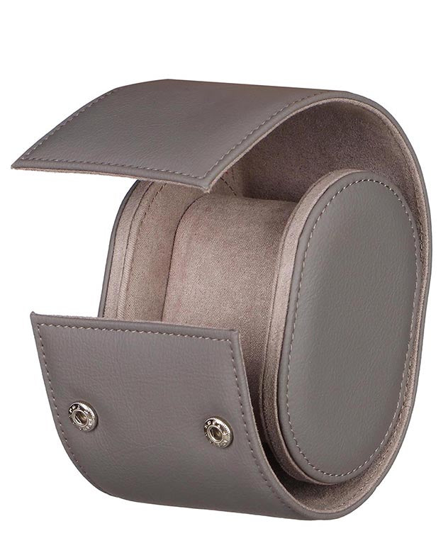 Pebble Grey Leather Travel Watch Holder