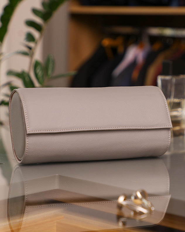 Grey Leather Three Section Watch Case