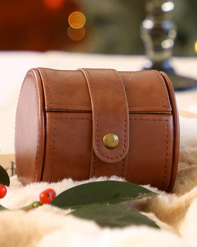 Tan Brown Leather Travel Watch Holder