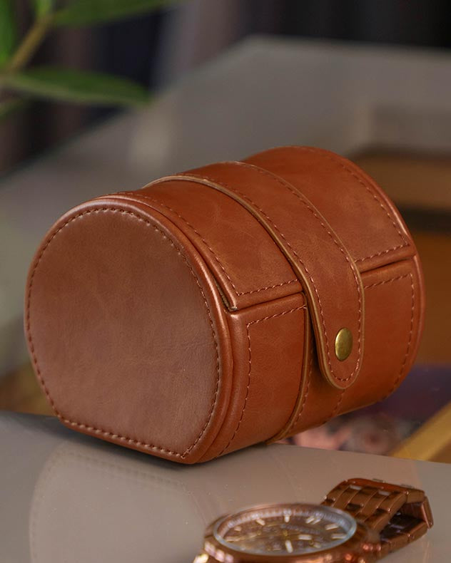 Tan Brown Leather Travel Watch Holder