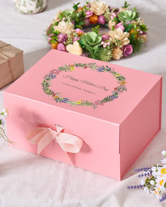 Personalised Pink Mother's Day Gift Box and Card Bundle