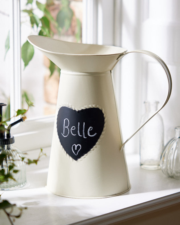 Extra Large Vintage Cream Heart Jug Vase