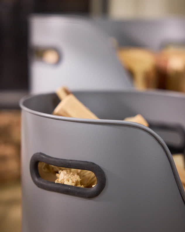 Three Piece Grey Fireside Storage Set