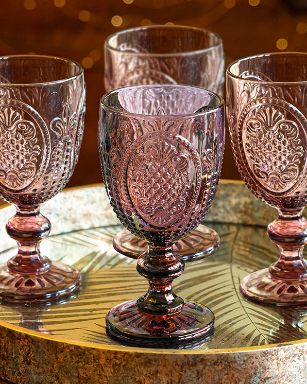 Fleur De Lys Pink Wine Goblet